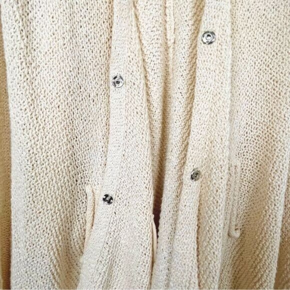 Free People ivory Open Weave Cardigan Shark Hem v neck XSmall - Picture 6 of 8